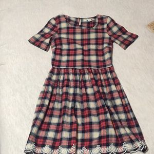 Yumi plaid winter dress. Anthropologie
